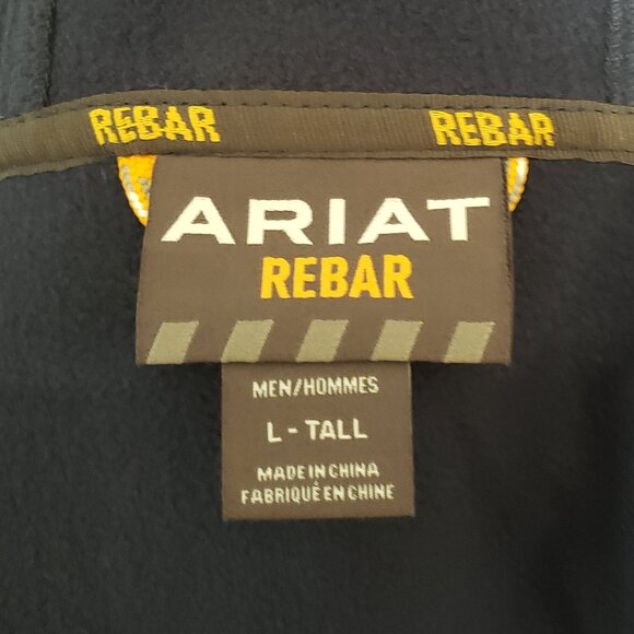 Ariat Mens Large Tall 10041629 Rebar Stretch Softshell Logo Jacket Navy - Picture 8 of 8